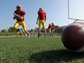 The University of Windsor Lancers football team takes part in a team practice at Alumni Field in Windsor on Monday, August 18, 2014.               (Tyler Brownbridge/The Windsor Star)