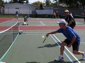 Pickleball action is shown in this promotional image for the 2014 Ontario 55+ Summer Games, which take place Aug. 19 to 21 in Windsor and Amherstburg. (Handout / The Windsor Star)