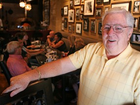 Bob Grondin, a former teacher at St. Alphonsus, meets up with former students from the first year he taught, at Vito's Pizzeria,  Saturday, August 9, 2014.  (DAX MELMER/The Windsor Star)