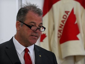 F.J. Brennan Centre of Excellence and Innovation Hockey Canada Skills Academy principal Kevin Hamlin, speaks during a press conference at the renovated Central Park Athletics facility Monday September 08, 2014. See Waddell story. (NICK BRANCACCIO/The Windsor Star)