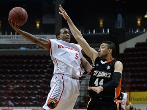 Windsor's Stefan Bonneau, left, is covered by Ottawa's Ryan Anderson at the WFCU Centre. (DAN JANISSE/The Windsor Star)