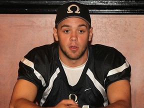 AKO quarterback Austin Lumley attends a news conference in LaSalle. (DAN JANISSE/The Windsor Star)