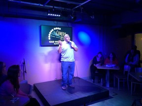 Gad Holland gets the laughs at The Star Cafe for the Wild Card Comedy showdown on Sept. 11, 2014. (Don McArthur/The Windsor Star/Twitpic)