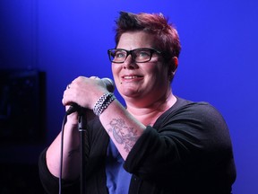 Mel Lucier performs at The Windsor Star News Cafe on Thursday, Sept. 11, 2014, for the Wild Card entry into the Border City Comedy Fest finale. She won the contest. (DAN JANISSE/The Windsor Star)