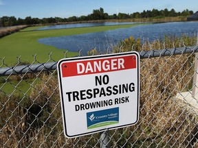 A large sewage lagoon is seen at the Country Village nursing home in Woodslee on Tuesday, September 9, 2014.                     (TYLER BROWNBRIDGE/The Windsor Star)
