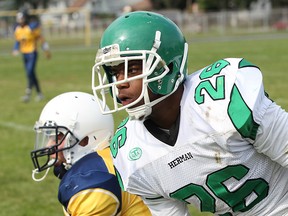 Herman's Jalen Jackson scored two touchdowns in the high school senior football game against St. Anne' s on September 18, 2014. (JASON KRYK/The Windsor Star)