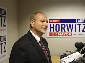 Windsor mayoral candidate Larry Horwitz at his campaign headquarters on Sept. 18, 2014. (Jason Kryk / The Windsor Star)