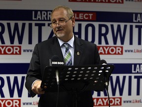 Larry Horwitz speaks at his campaign office during a press conference in Windsor on Wednesday, September 24, 2014.                    (TYLER BROWNBRIDGE/The Windsor Star)