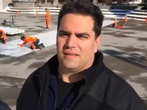 John Miceli, Windsor’s director of parks and facilities, talks about the synthetic ice being installed at Charles Clark Square on Feb. 3, 2014. He has been hired as the new Amherstburg CAO. (Windsor Star files)