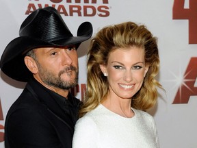 Tim McGraw and his wife Faith Hill at the 45th Annual CMA Awards in Nashville, Tenn. on Nov. 9, 2011. (Associated Press files)