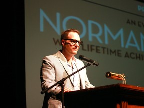 Windsor Internaional Film Festival executive director Vincent Georgie addresses the Capitol Theatre audience prior to WIFF presenting Norman Jewison with their first-ever lifetime achievement award on Saturday, September 20, 2014. (JAY RANKIN/The Windsor Star).