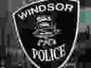 The Windsor police logo at the downtown headquarters.