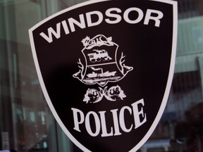 The Windsor police logo at the downtown headquarters building. (Nick Brancaccio / The Windsor Star)
