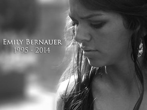 A tribute image made by friends of Emily Bernauer of LaSalle, who was killed in a car crash in Amherstburg on Sept. 6, 2014.