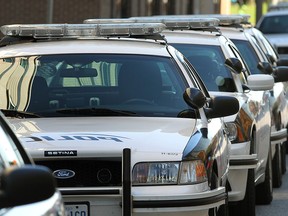 Windsor Police cruisers are shown near the downtown headquarters in this 2014 file photo. (DAN JANISSE/The Windsor Star)