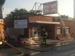 Windsor fire crews battle a blaze at Rose City Bakery at 4640 Tecumseh Rd. E. on Friday, Sept. 5, 2014. (Handout/Windsor fire)