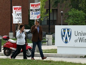 Windsor University Faculty Association members picket on the U of Windsor campus, Sept. 15, 2014. (Nick Brancaccio / The Windsor Star)