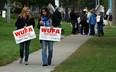 Windsor University Faculty Association members picket on the U of Windsor campus, Sept. 15, 2014. (Nick Brancaccio / The Windsor Star)