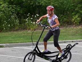 Star reporter Kelly Steele took a recent cruise on an ElliptiGO at McHugh Park in East Riverside. (NICK BRANCACCIO / The Windsor Star)