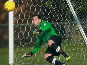 Windsor Stars goalie Anthony Santilli watches as a shot from a penalty kick gets past him against Toronto Croatia. (DAX MELMER/The Windsor Star)