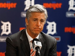 Detroit Tigers general manager Dave Dombrowski talks to the media in Detroit Tuesday. (AP Photo/Paul Sancya)