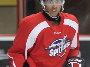 Spits forward Josh Ho-Sang practises at the WFCU Centre last year.  (DAN JANISSE/The Windsor Star)