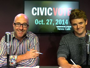 Donald McArthur and Dylan Kristy in The Windsor Star News Cafe on Oct. 16, 2014.