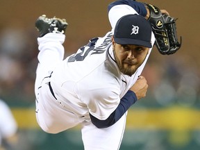Detroit's Joakim Soria throws a pitch against the Chicago White Sox at Comerica Park. (Photo by Leon Halip/Getty Images)