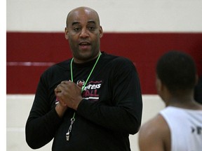 Windsor Express head coach Bill Jones, left, runs practice at the Rose City Islamic Centre. (NICK BRANCACCIO/The Windsor Star)