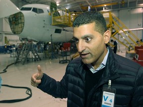 WINDSOR, ONT.:OCTOBER 14, 2014 -- Mayor Eddie Francis responds to comments made earlier in the day by mayoral candidate John Millson  at Premier Aviation, Friday, Oct. 17, 2014.  (DAX MELMER/The Windsor Star)