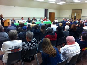 Ford City satellite police station held a debate for the Ward 5 council hopefuls. (Doug Schmidt/The Windsor Star/Twitpic)