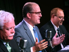 From left: Windsor mayoral candidates John Millson, Drew Dilkens and Larry Horwitz on Oct. 14, 2014. (Dax Melmer / The WIndsor Star)