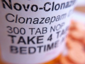 A bottle of Clonazepam pills is shown in this July 2013 file photo. (Joe O'Connal / The Canadian Press)