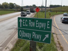 Traffic proceed through the intersection of E.C. Row Expressway and Ojibway Parkway in Windsor, Ontario on August 22, 2013.  (JASON KRYK/The Windsor Star)