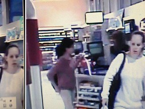 Security camera images of two females sought by LaSalle police for questioning about a series of thefts from the Rexall store on Malden Road. (Handout / The Windsor Star)