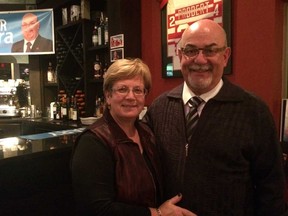 Tecumseh Mayor Gary McNamara and his wife Heather celebrate his re-election Oct. 27, 2014. ( JULIE KOTSIS/The Windsor Star)