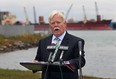 Windsor mayoral candidate John Millson speaks at a news conference at McKee Park on the banks of the Detroit River, Oct. 21, 2014. (Dan Janisse / The Windsor Star)