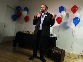 Rino Bortolin speaks during a kickoff and campaign event at Raindance Windsor in Windsor on Monday, October 6, 2014.                   (TYLER BROWNBRIDGE/The Windsor Star)