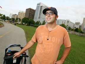 In this file photo, Dustin Yurke discusses possible changes to the riverfront while out for a jog, Monday, July 28, 2014.  (DAX MELMER/The Windsor Star)