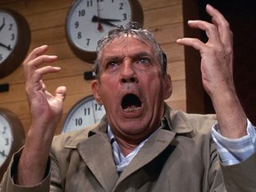 Actor Peter Finch, as Howard Beale, gave one of the most famous speeches in movie history in 1976's Network: "I'm as mad as hell and I'm not going to take it anymore!"
