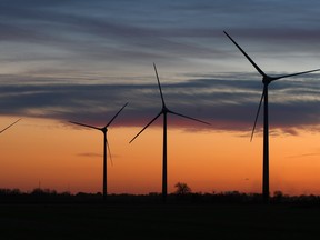 Essex, ON. November 7, 2014 --  Wind turbines dot the landscape near Essex, Friday November 7,  2014.  (NICK BRANCACCIO/The Windsor Star)
