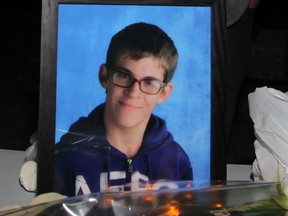 Portrait of Michael Matte was front and centre during a touching candlelight vigil at General Amherst High School Monday November 10, 2014. Matte passed away of carbon monoxide poisoning. (NICK BRANCACCIO/The Windsor Star)