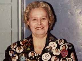 Windsor Spitfires' fan Eleanor Freeman, known as the Button Lady, is seen in this handout photo.