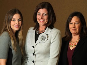 From left, Erica Colovic, Marianne Burke, and Mary Rodgers attend the 15th annual Athena Award luncheon at the Caboto Club, Friday, Nov. 7, 2014.  (DAX MELMER/The Windsor Star)