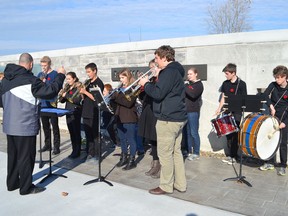 The Sandwich Secondary School band performs during Remembrance Day ceremonies at LaSalle’s Cenotaph Park November 11, 2014, .  (JULIE KOTSIS/The Windsor Star)