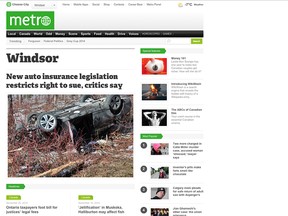 Windsor's Metro news website is pictured in this Nov. 28, 2014 screen shot. (The Windsor Star)