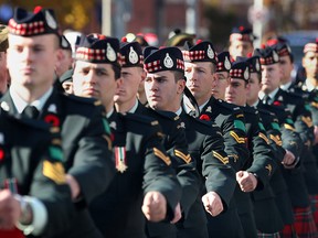 Members of the Essex and Kent Scottish are shown at the downtown Remembrance Day ceremony on Tuesday, Nov. 11, 2014, in Windsor, ON. (DAN JANISSE/The Windsor Star)