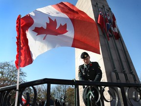 A Sentinel is shown near the cenotaph at the downtown Remembrance Day ceremony on Tuesday, Nov. 11, 2014, in Windsor, ON. (DAN JANISSE/The Windsor Star)