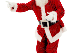 Santa Claus pointing.