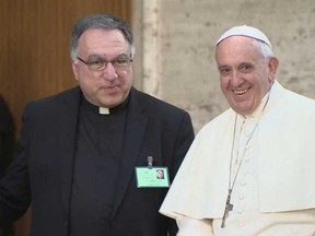 Rev. Thomas Rosica with Pope Francis. (Courtesy of Salt and Light Catholic Media Foundation.)